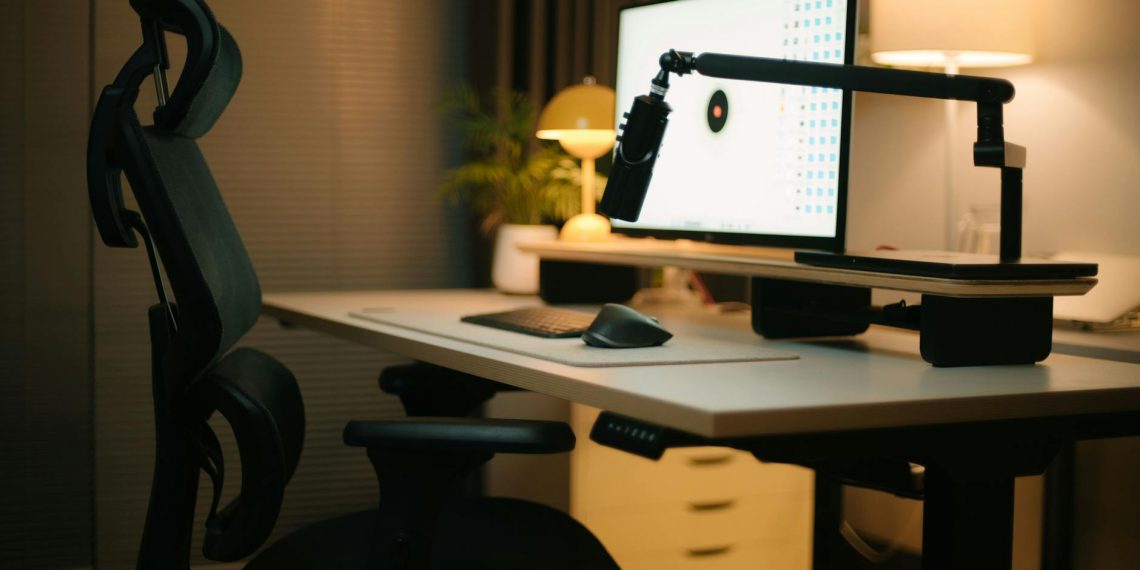 modern home office with ergonomic chair and desk