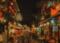 enchanting night scene at hanoi train street