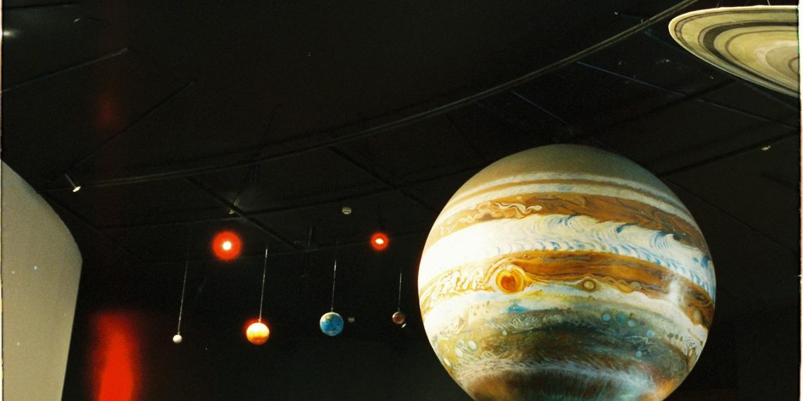 solar system model in science museum display