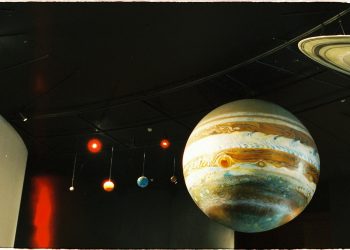 solar system model in science museum display