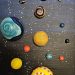 colorful handcrafted solar system art on canvas