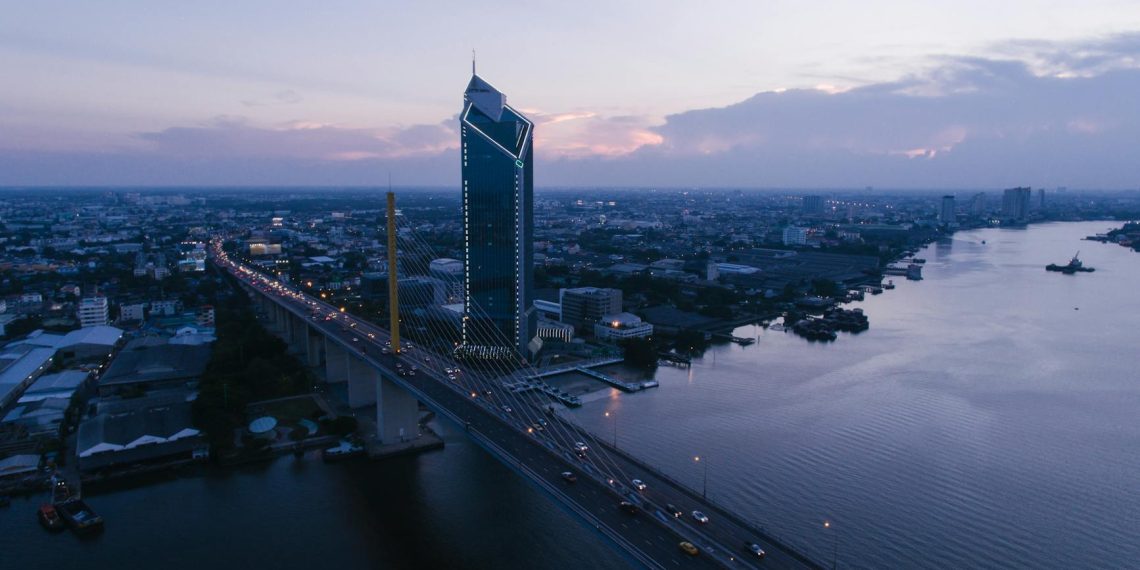 birds eye view of the rama ix bridge