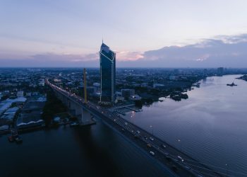 birds eye view of the rama ix bridge